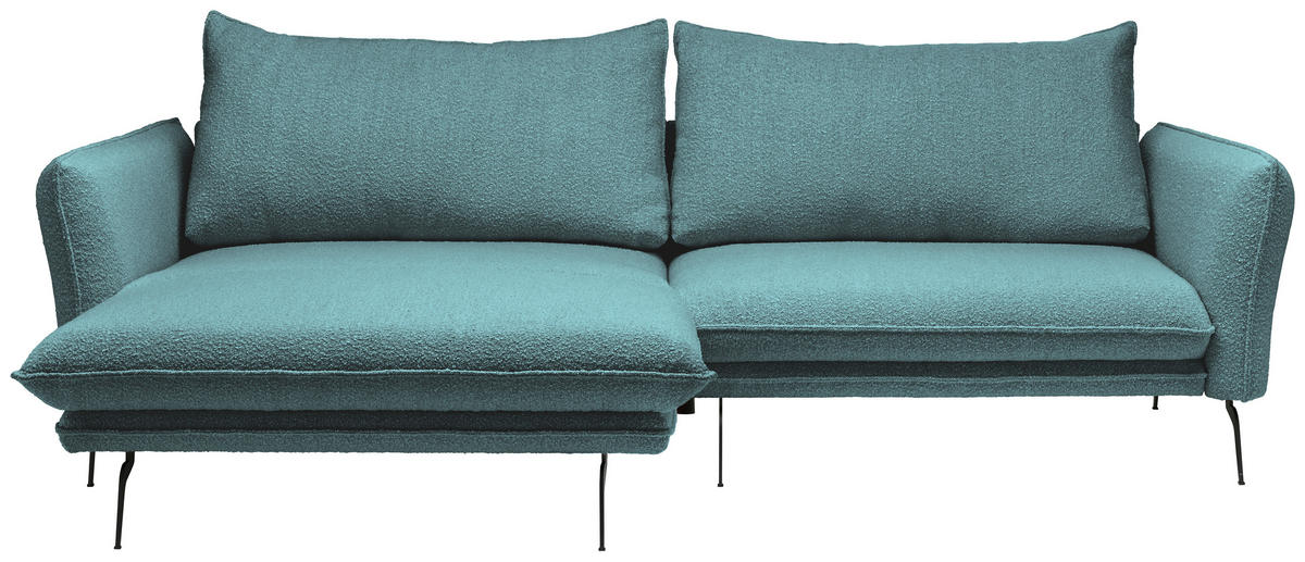 ECKSOFA Hellblau Bouclé  - Schwarz/Hellblau, Design, Textil/Metall (182/277cm) - Stylife