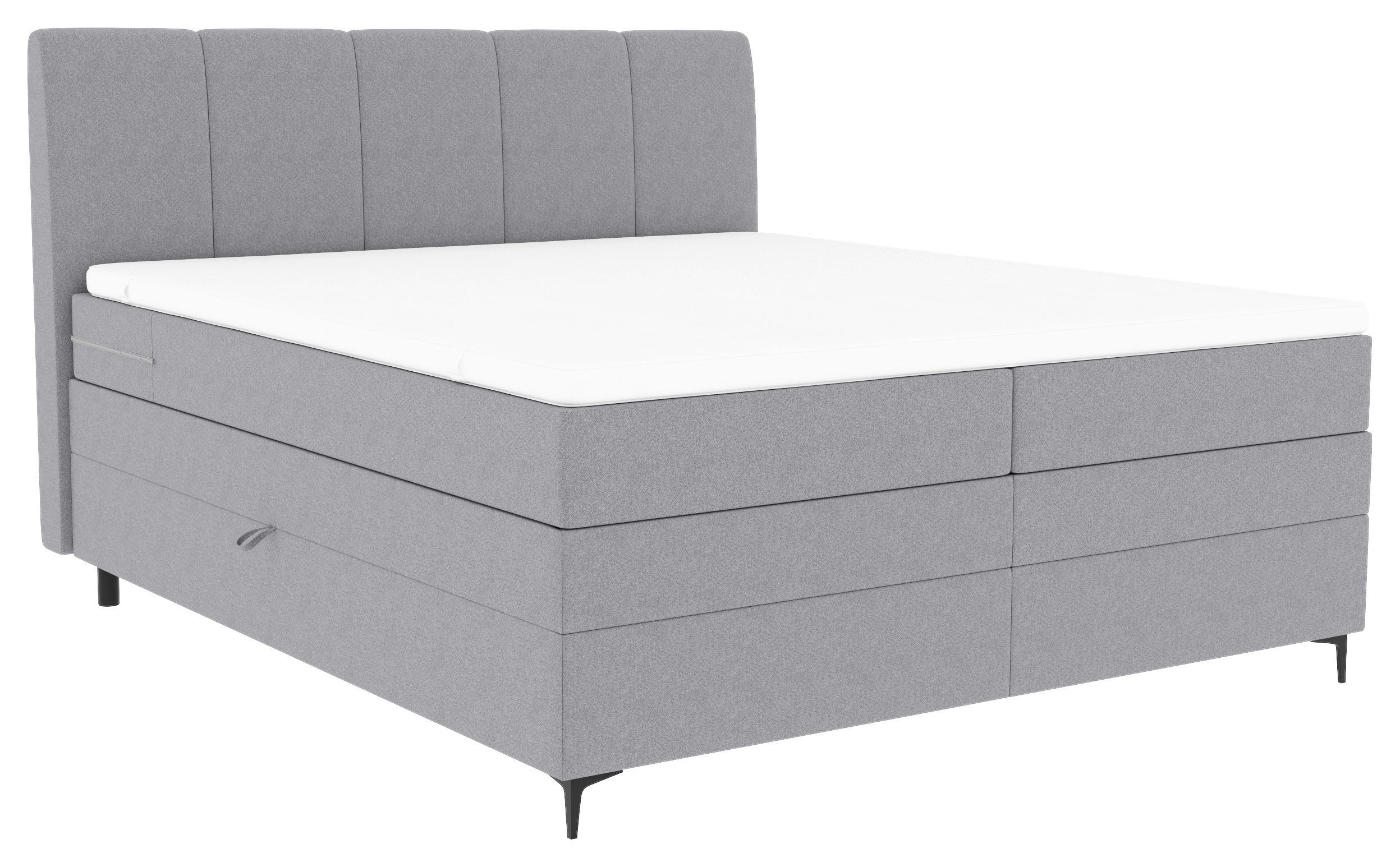 BOXSPRINGBETT 180/200 cm  in Hellgrau  - Hellgrau/Schwarz, KONVENTIONELL, Textil/Metall (180/200cm) - Carryhome