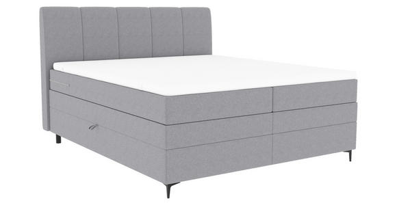 BOXSPRINGBETT 180/200 cm  in Hellgrau  - Hellgrau/Schwarz, KONVENTIONELL, Textil/Metall (180/200cm) - Carryhome