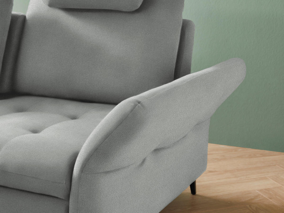 ECKSOFA in Flachgewebe Hellgrau  - Hellgrau/Schwarz, Natur, Textil/Metall (233/288cm) - Valnatura