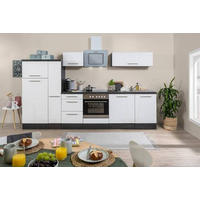 KÜCHENBLOCK 310 cm   in Weiss, Eichefarben  - Weiss/Edelstahlfarben, Basics, Holzwerkstoff/Metall (310cm) - Respekta