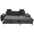 ECKSOFA Anthrazit Mikrovelours  - Chromfarben/Anthrazit, KONVENTIONELL, Kunststoff/Textil (270/170cm) - Carryhome