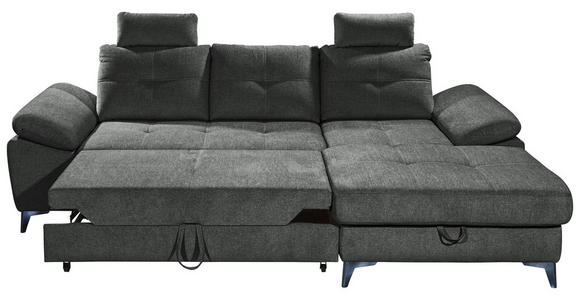 ECKSOFA Anthrazit Mikrovelours - Chromfarben/Anthrazit, KONVENTIONELL, Kunststoff/Textil (270/170cm) - Carryhome