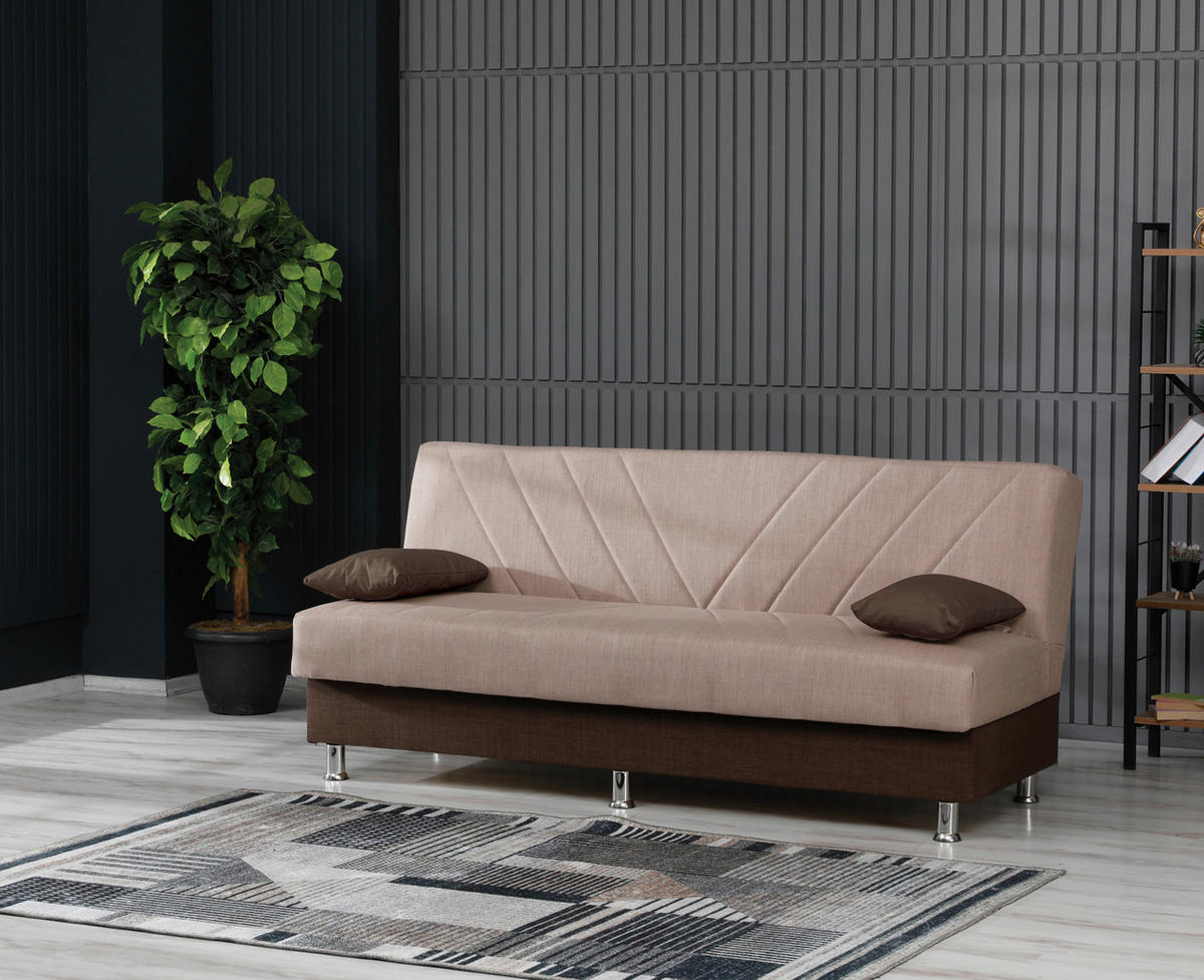 SCHLAFSOFA  in Webstoff Beige  - Chromfarben/Beige, Design, Kunststoff/Textil (190/82/82cm) - Livetastic
