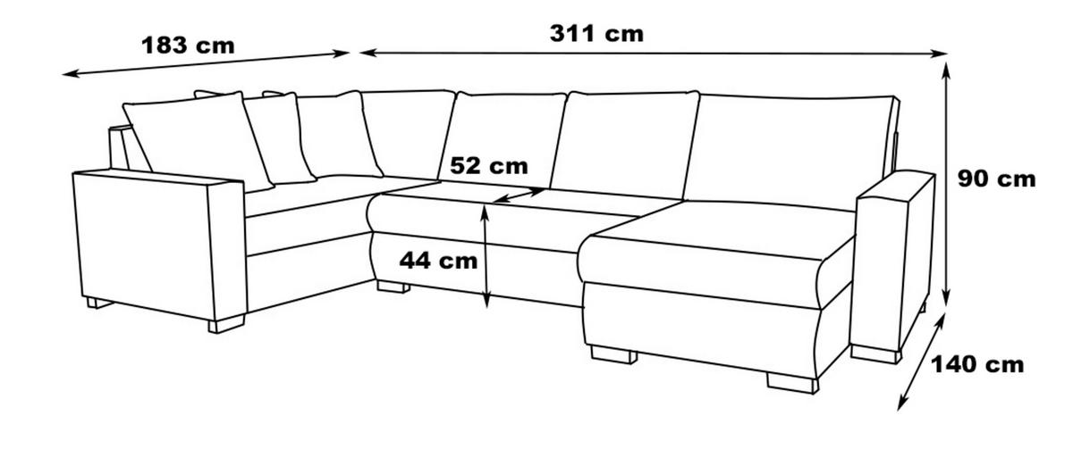 WOHNLANDSCHAFT Dunkelbraun Chenille  - Dunkelbraun/Schwarz, KONVENTIONELL, Kunststoff/Textil (183/311/140cm) - Ti'me