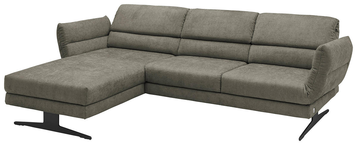 ECKSOFA in Flachgewebe Grün  - Schwarz/Grün, Design, Textil/Metall (176-217/279-327cm) - Dieter Knoll