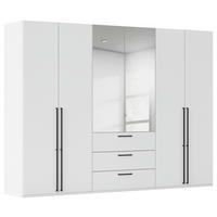 DREHTÜRENSCHRANK 301/223/61 cm,  in Weiß, 6-türig  - Chromfarben/Schwarz, Basics, Glas/Holzwerkstoff (301/223/61cm) - Novel