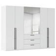 DREHTÜRENSCHRANK 301/235/61 cm,  in Weiß, 6-türig  - Chromfarben/Schwarz, Basics, Glas/Holzwerkstoff (301/235/61cm) - Novel