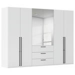 DREHTÜRENSCHRANK 301/223/61 cm,  in Weiß, 6-türig  - Chromfarben/Schwarz, Basics, Glas/Holzwerkstoff (301/223/61cm) - Novel