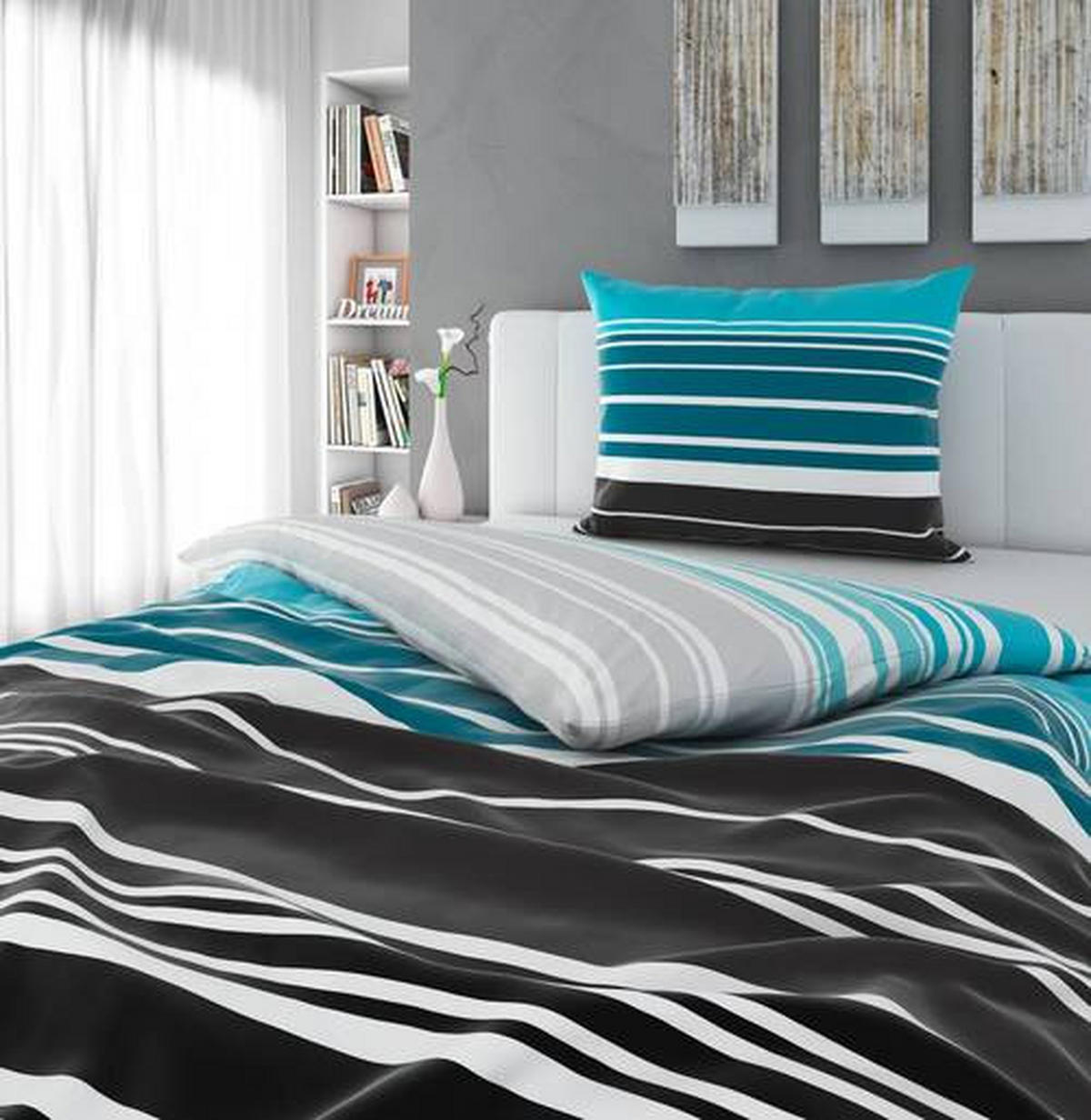 BETTWÄSCHE Satin 140/200 cm  - Blau, KONVENTIONELL (140/200cm) - Esposa