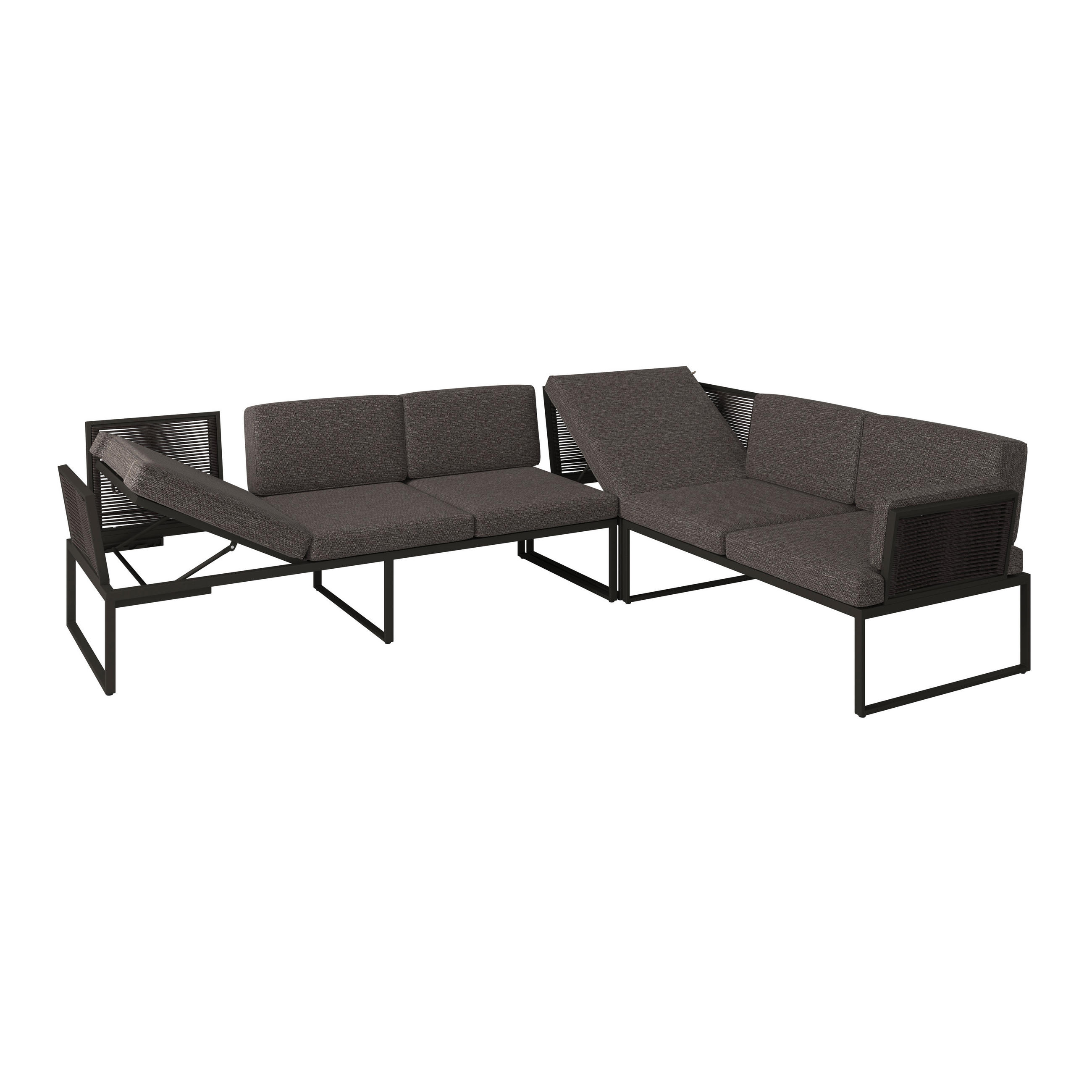 LOUNGEGARNITUR 280/217 cm Edelstahl  - Dunkelgrau/Schwarz, Design, Textil/Metall (280/217cm) - Amatio