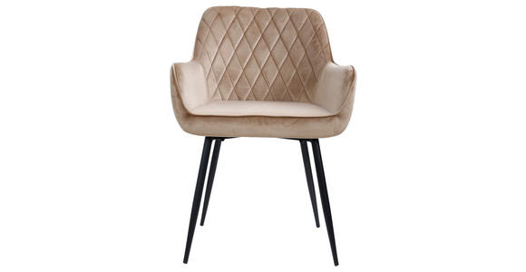 ARMLEHNSTUHL in Eisen Samt - Beige/Schwarz, Design, Textil/Metall (56/79/58cm) - Carryhome