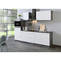 KÜCHENBLOCK 270 cm   in Grau, Weiß, Weiß Hochglanz  - Weiß Hochglanz/Weiß, Basics, Holzwerkstoff (270cm) - Held