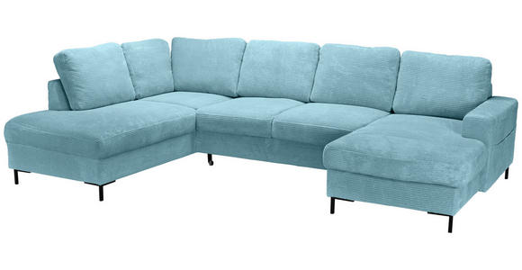 WOHNLANDSCHAFT Türkis Cord  - Türkis/Schwarz, KONVENTIONELL, Textil/Metall (197/303/148cm) - Carryhome