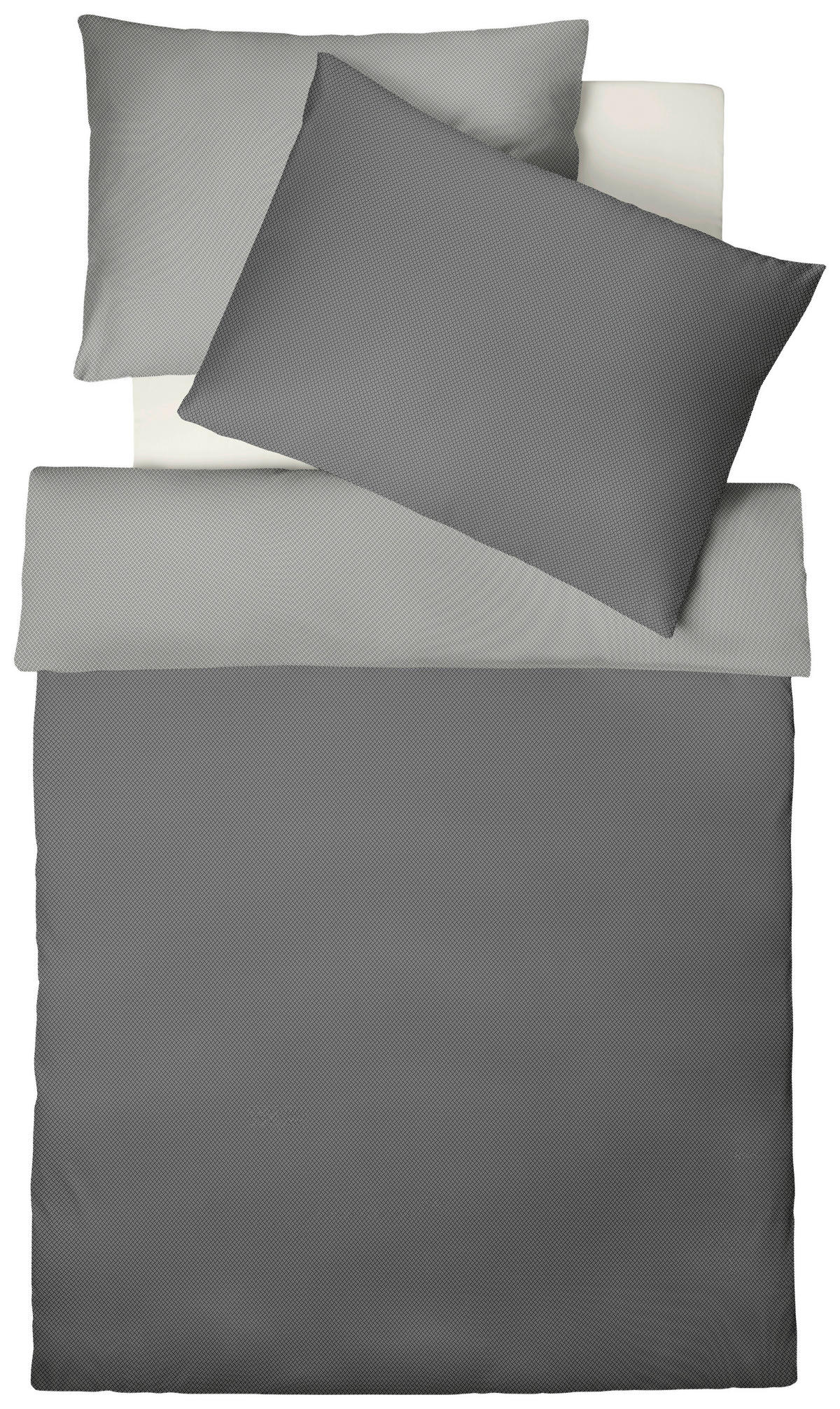 POVLEČENÍ, flanel, antracitová, šedá, 140/200 cm - šedá/antracitová, Basics, textil (140/200cm) - Fleuresse