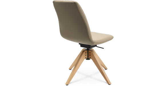 STUHL in Echtleder pigmentiert Holz, Leder - Eichefarben/Beige, Design, Leder/Holz (46/82,5-85,25/55cm) - Johann Jakob