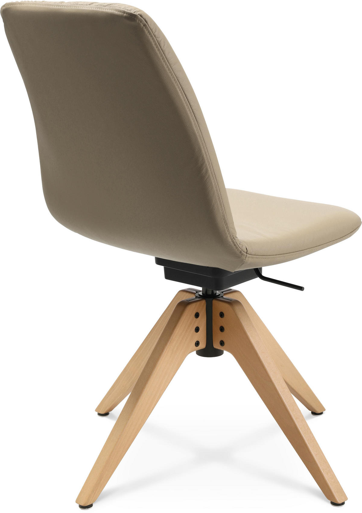 STUHL  in Echtleder pigmentiert  - Eichefarben/Beige, Design, Leder/Holz (46/82,5-85,25/55cm) - Johann Jakob