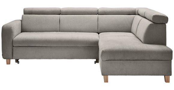 ECKSOFA in Samt Dunkelgrau  - Dunkelgrau, Natur, Holz/Textil (261/206cm) - Venda