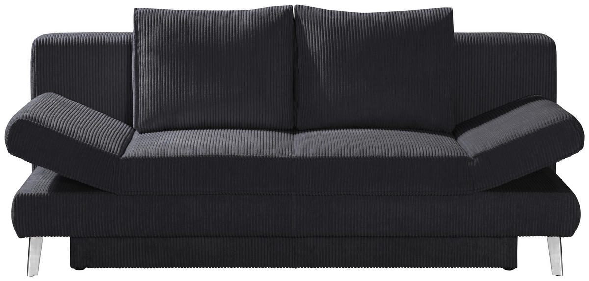 SCHLAFSOFA in Cord Dunkelgrau  - Chromfarben/Dunkelgrau, Design, Textil/Metall (200/85/90cm) - Xora