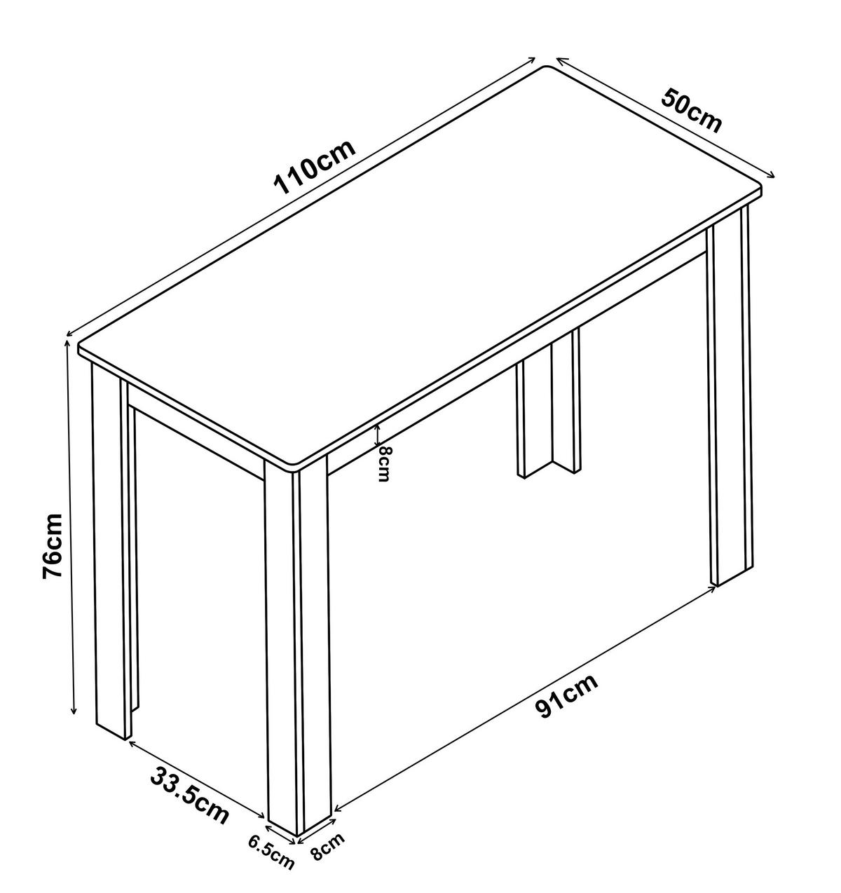 ESSTISCH rechteckig Sonoma Eiche  - Weiß/Sonoma Eiche, MODERN, Holzwerkstoff (110/76/50cm) - MID.YOU