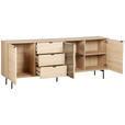 SIDEBOARD  200/80/40 cm 3 Schublade(n)  - Eichefarben/Schwarz, KONVENTIONELL, Glas/Holzwerkstoff (200/80/40cm) - Xora