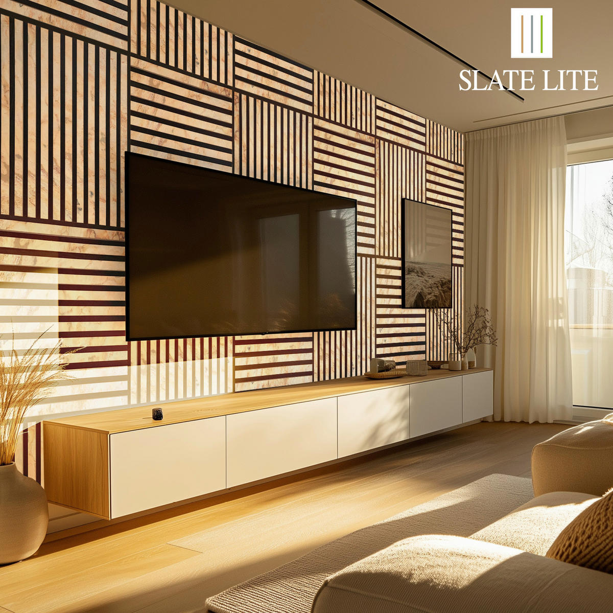 Akustikpaneel Naturstein 60/60 cm  - Dunkelgrau/Beige, Basics, Holz/Kunststoff (60/60cm)