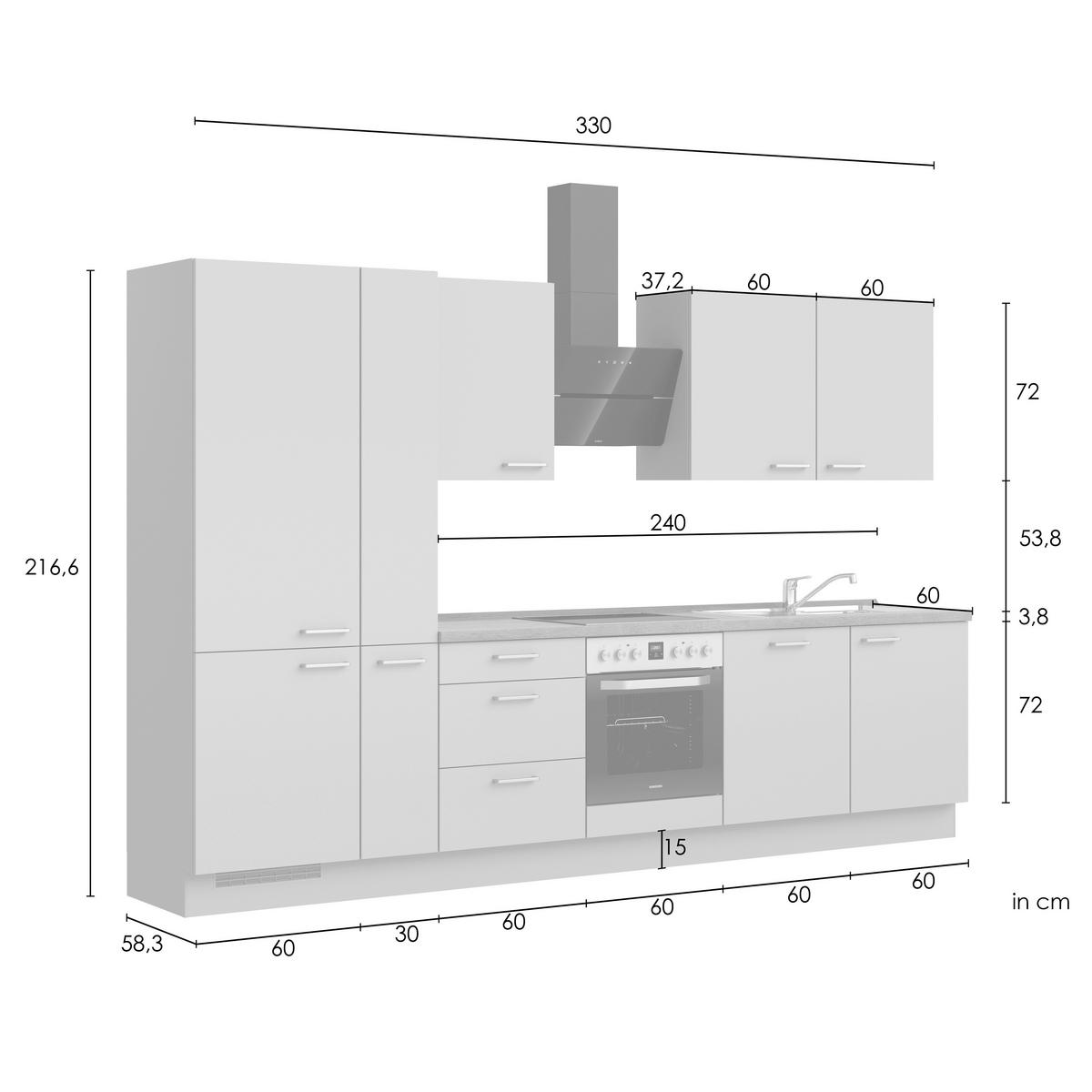 KÜCHENLEERBLOCK Frame 330 cm  in Eichefarben, Beigebraun  - Edelstahlfarben/Eichefarben, ROMANTIK / LANDHAUS, Holzwerkstoff/Metall (330cm) - Nobilia