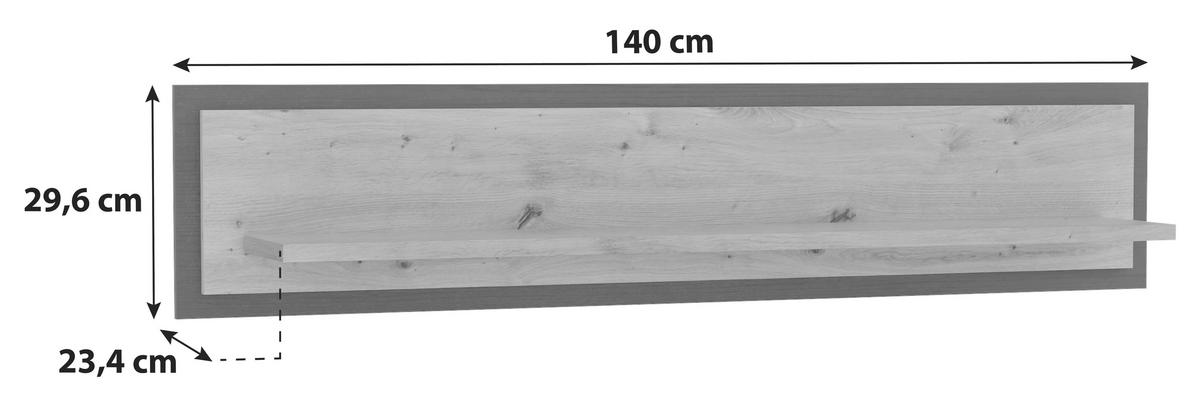 WANDBOARD in 140/29,6/23,4 cm Schwarz, Eichefarben  - Eichefarben/Schwarz, Basics, Holzwerkstoff/Kunststoff (140/29,6/23,4cm) - Livetastic