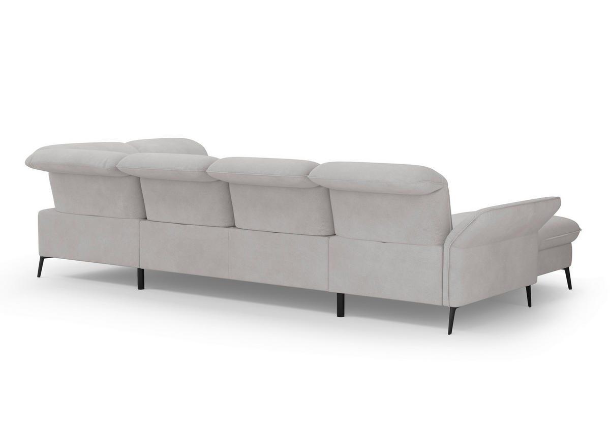 WOHNLANDSCHAFT in Flachgewebe Silberfarben  - Silberfarben/Schwarz, Konventionell, Textil/Metall (198/359/231cm) - Sit & More