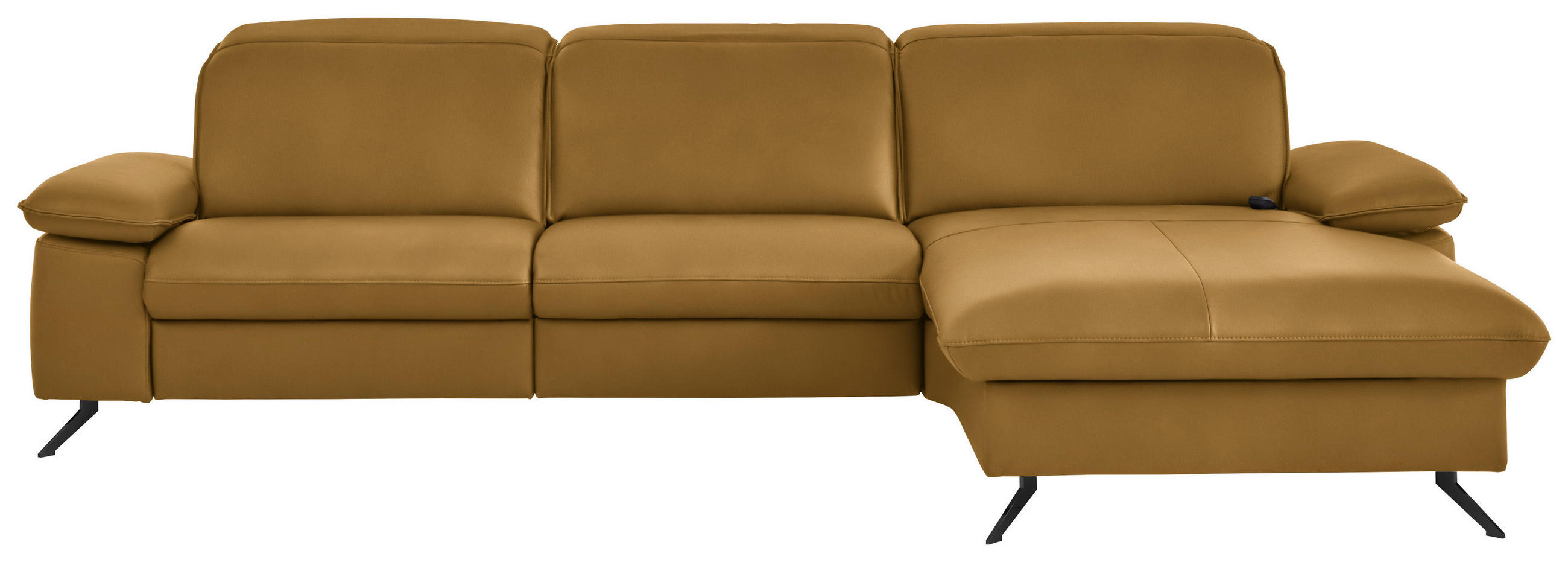ECKSOFA 307/169 cm Beldomo premium in Echtleder Currygelb Kopfteilverstellung  307/169 cm  - Currygelb/Schwarz, Design, Leder/Metall (307/169cm) - Beldomo Premium