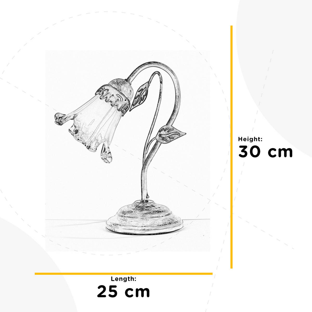 TISCHLEUCHTE 25/30 cm   - Weiß, KONVENTIONELL, Glas/Metall (25/30cm)