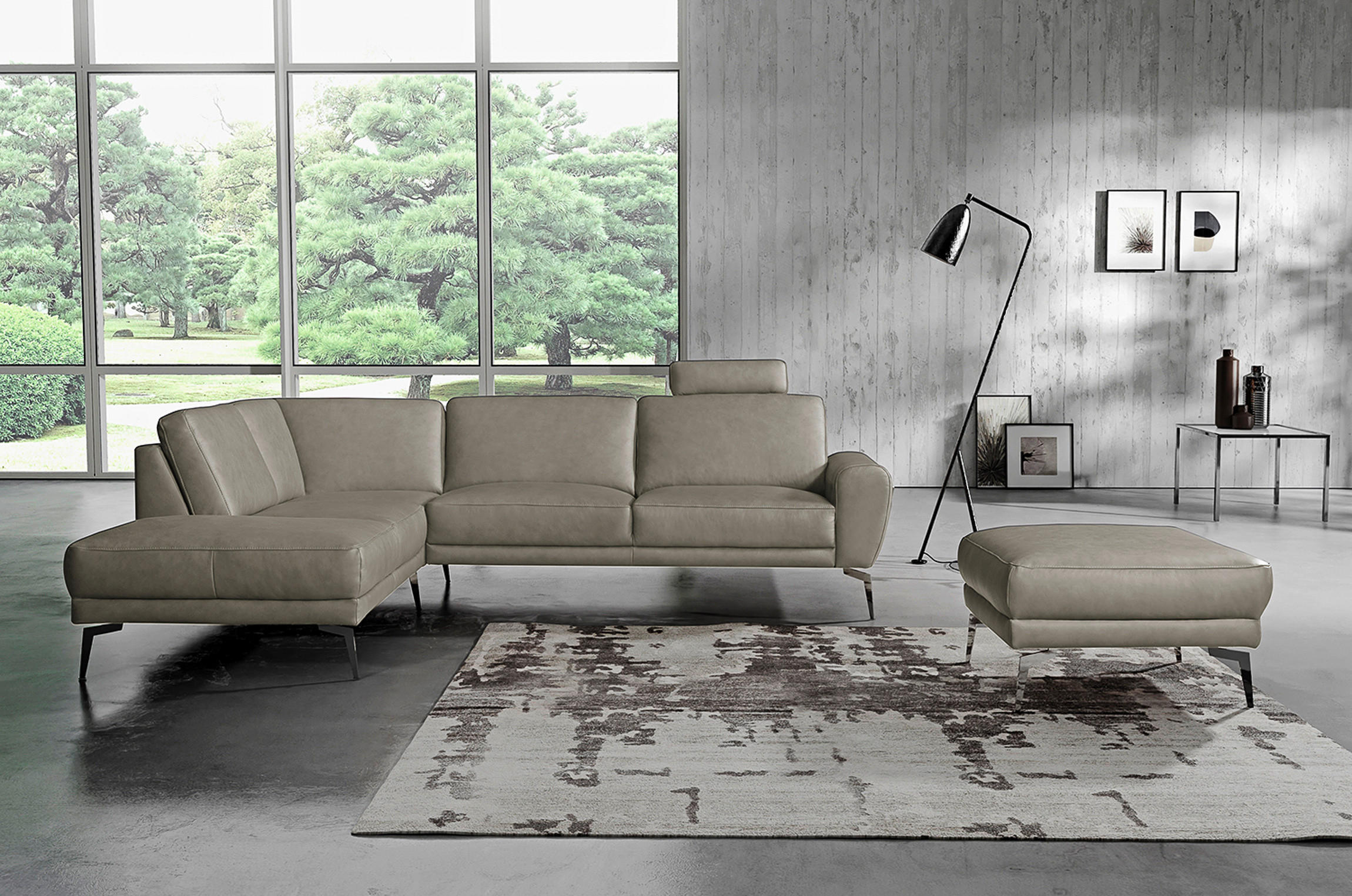 KOPFSTÜTZE in Echtleder  - Grau, Design, Leder (52/17/14cm) - Livetastic