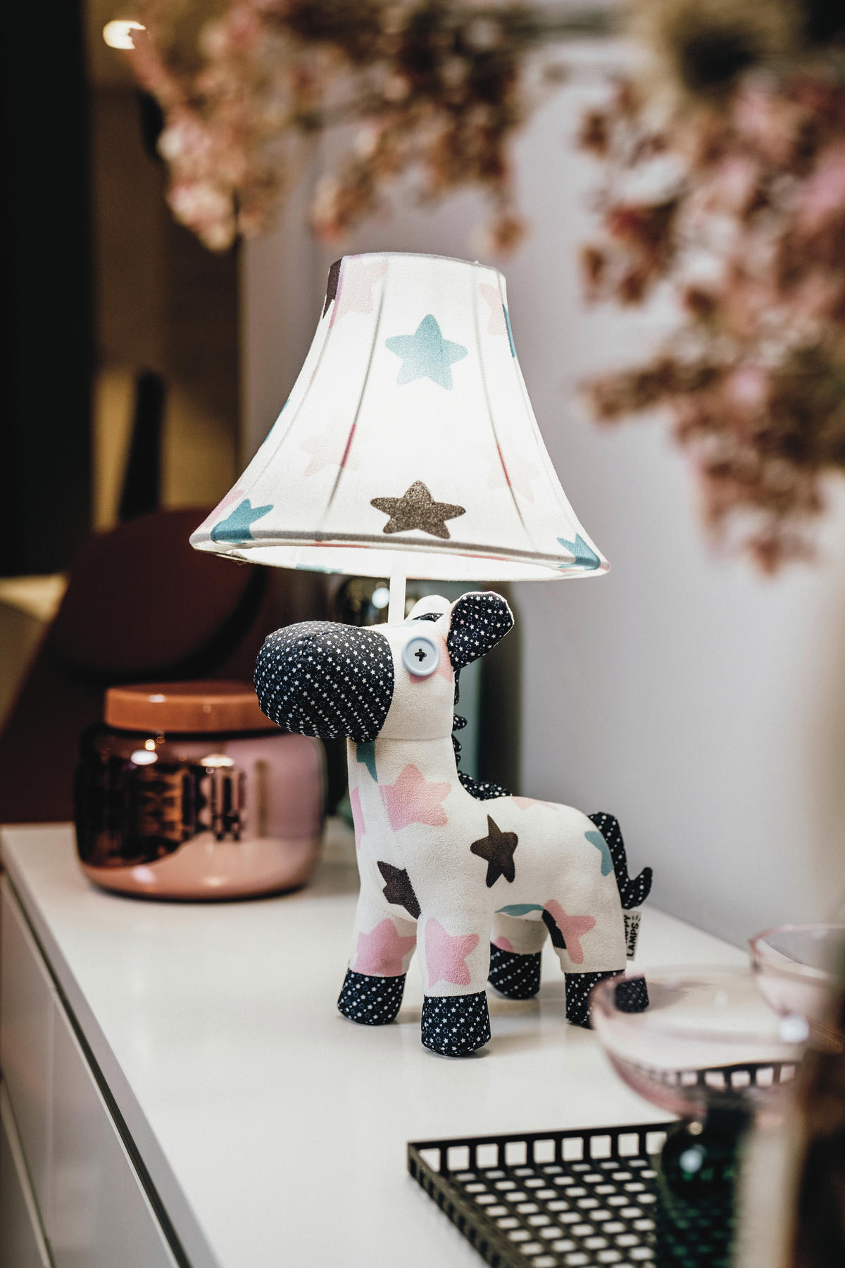 LED-KINDERTISCHLEUCHTE Finn das Pferd 26/30/47 cm  - Türkis/Multicolor, LIFESTYLE, Textil/Metall (26/30/47cm) - Happy Lamps