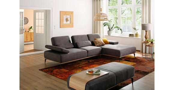 WOHNLANDSCHAFT Braun Flachgewebe - Beige/Braun, Design, Textil/Metall (178/298cm) - Valnatura