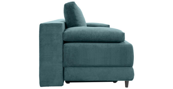 SCHLAFSOFA Cord Petrol Rückenkissen, Armlehnenkissen, Bettkasten, Schlaffunktion, Rücken echt, Liegefläche im Originalstoff  - Petrol/Schwarz, KONVENTIONELL, Holz/Textil (196/96/103cm) - Carryhome