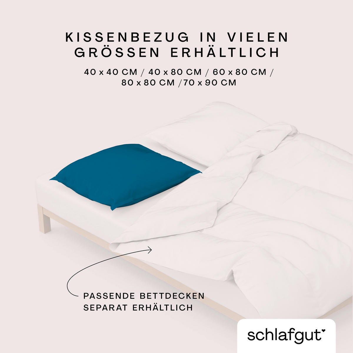 KOPFPOLSTERBEZUG WOVEN SATIN 70/90 cm  - Blau, Basics, Textil (70/90cm) - Schlafgut