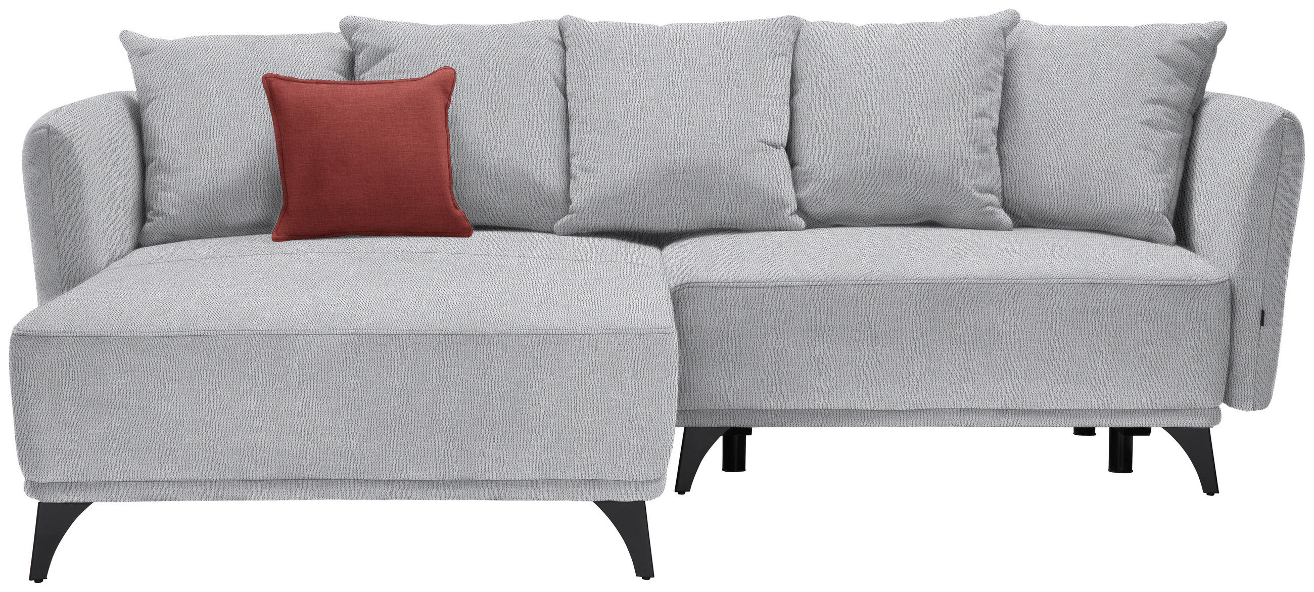 ECKSOFA in Chenille Hellgrau  172/255 cm  - Hellgrau/Schwarz, LIFESTYLE, Textil/Metall (172/255cm) - Carryhome