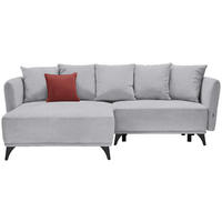 ECKSOFA in Chenille Hellgrau  172/255 cm  - Hellgrau/Schwarz, LIFESTYLE, Textil/Metall (172/255cm) - Carryhome