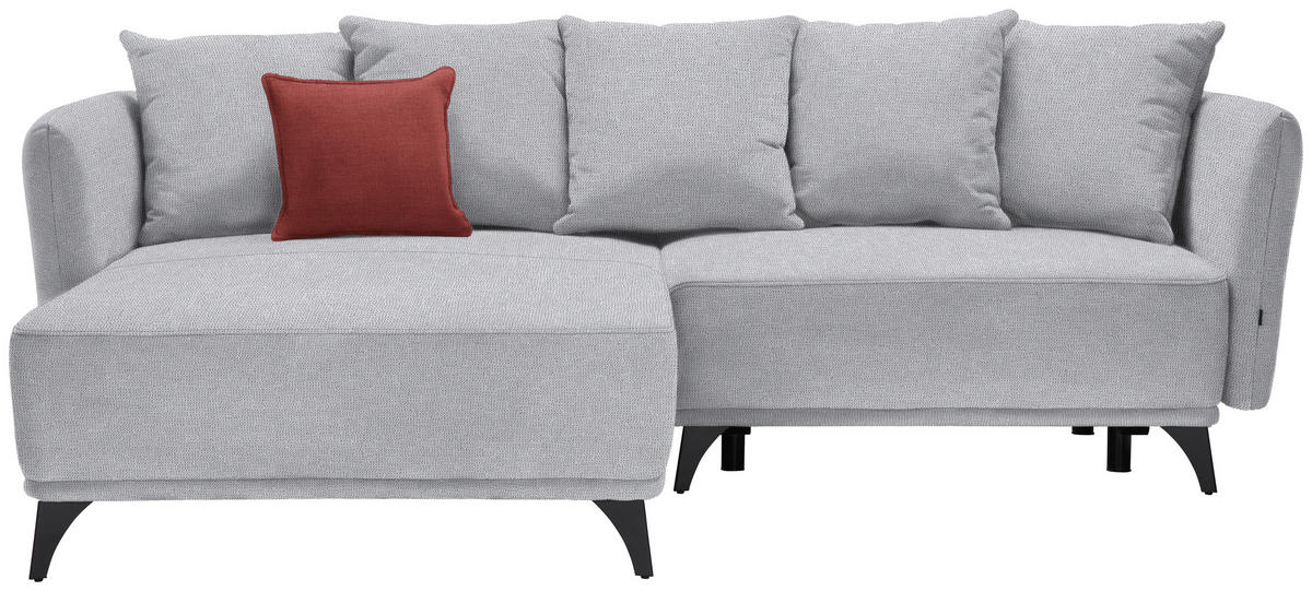 ECKSOFA in Chenille Hellgrau  172/255 cm  - Hellgrau/Schwarz, LIFESTYLE, Textil/Metall (172/255cm) - Carryhome