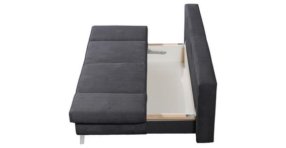 SCHLAFSOFA in Cord Dunkelgrau - Chromfarben/Dunkelgrau, Design, Textil/Metall (200/85/90cm) - Xora