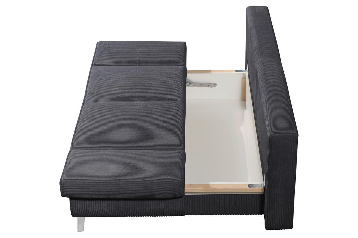 SCHLAFSOFA in Cord Dunkelgrau  - Chromfarben/Dunkelgrau, Design, Textil/Metall (200/85/90cm) - Xora
