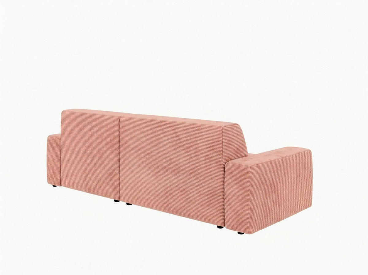 ECKSOFA WIEN in Cord Pink Bettkasten, Sitzvorzug  246/162 cm  - Pink/Schwarz, MODERN, Kunststoff/Textil (246/162cm) - Trendmanufaktur