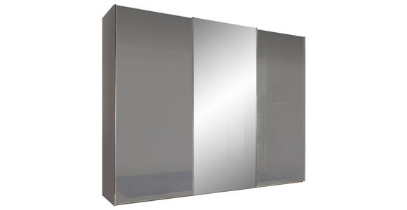 SCHWEBETÜRENSCHRANK  in Grau  - Chromfarben/Grau, Basics, Glas/Holzwerkstoff (298/240/68cm) - Moderano