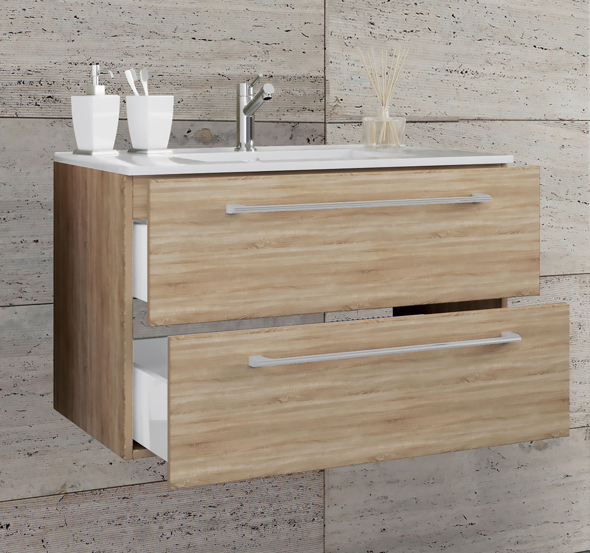 WASCHTISCHKOMBI 61 cm  - Alufarben/Weiß, MODERN, Keramik/Holzwerkstoff (61cm) - MID.YOU