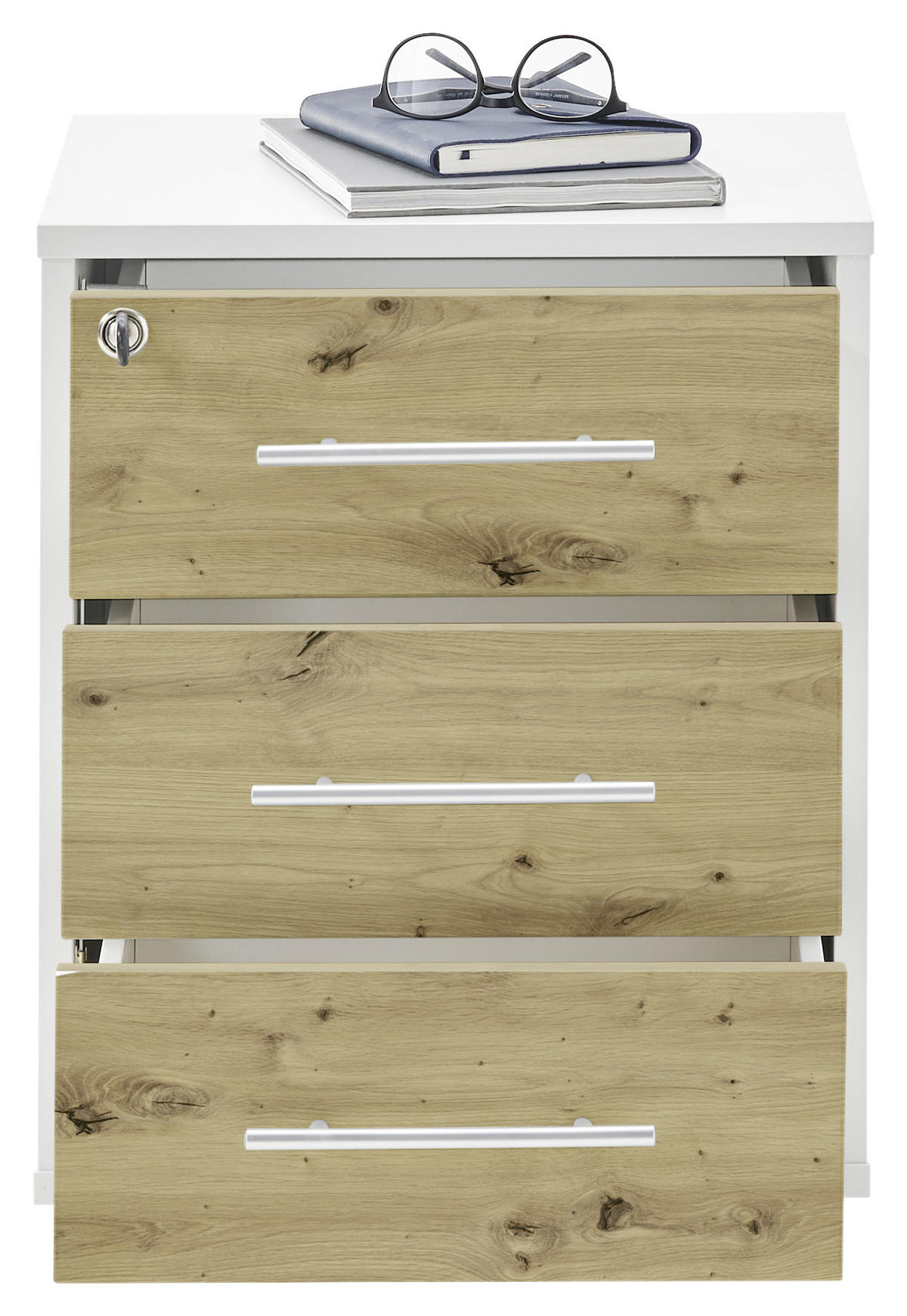 ROLLCONTAINER 43/56/42 cm  - Eichefarben/Silberfarben, Konventionell, Holzwerkstoff/Kunststoff (43/56/42cm) - Xora