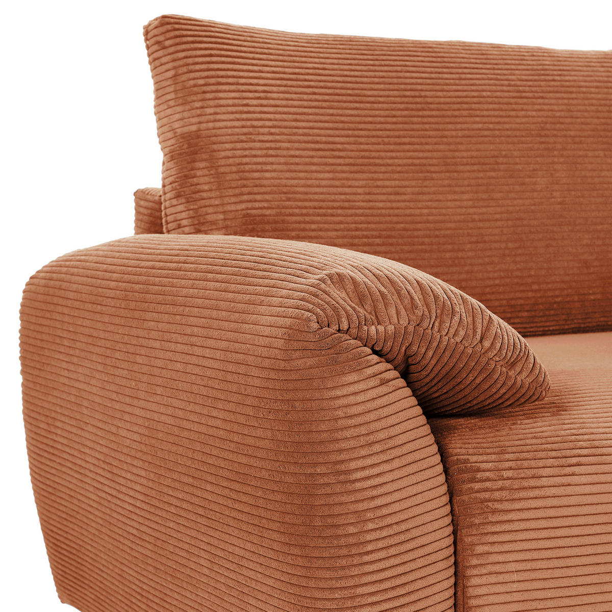 ECKSOFA in Cord Rostfarben  - Rostfarben/Schwarz, Konventionell, Kunststoff/Textil (266/180cm) - MID.YOU