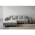 ECKSOFA  in Flachgewebe Grau  202/306 cm  - Buchefarben/Grau, KONVENTIONELL, Holz/Textil (202/306cm) - Carryhome