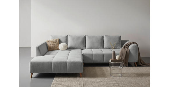 ECKSOFA  in Flachgewebe Grau  202/306 cm  - Buchefarben/Grau, KONVENTIONELL, Holz/Textil (202/306cm) - Carryhome