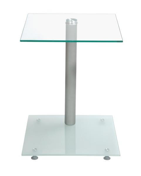 SIDOBORD i metall, glas  - aluminiumfärg, Design, metall/glas (40/52/40cm)