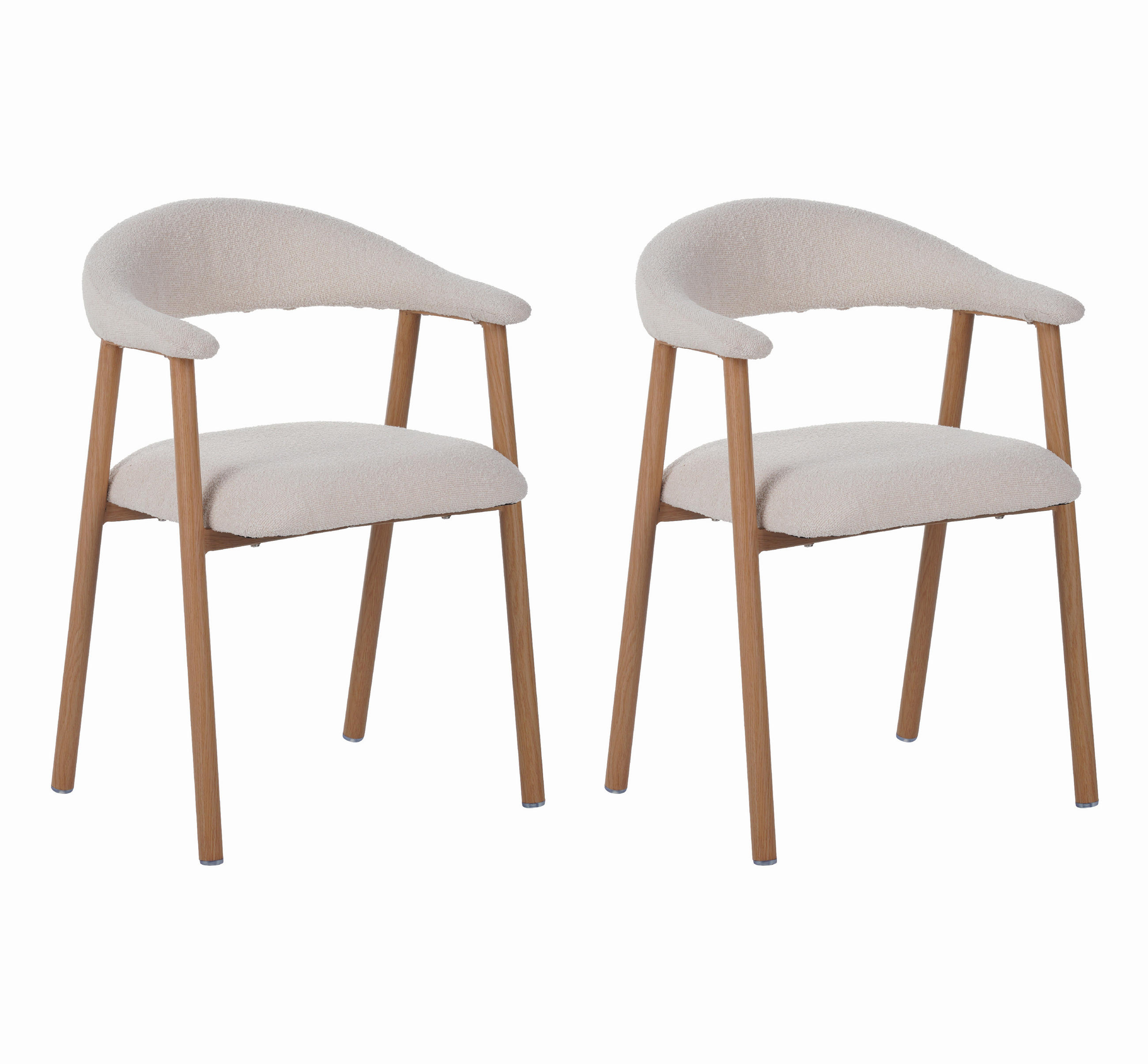 STUHL-SET 2 Stück  in Stahl Bouclé  - Elfenbein, MODERN, Textil/Metall (82/55/55cm) - Livetastic